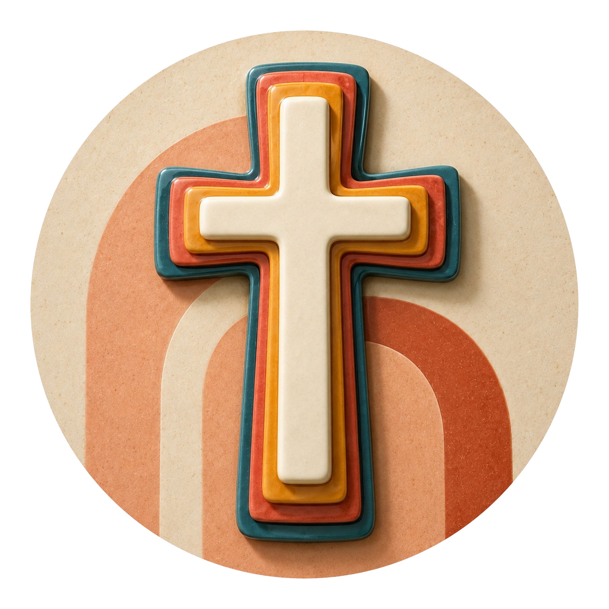 Retro Cross — round printed wall hanging
