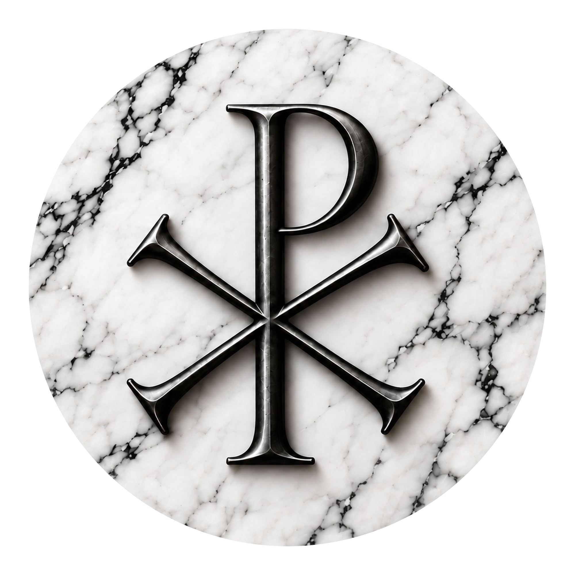 Silver Chi Rho Pax — round printed wall hanging